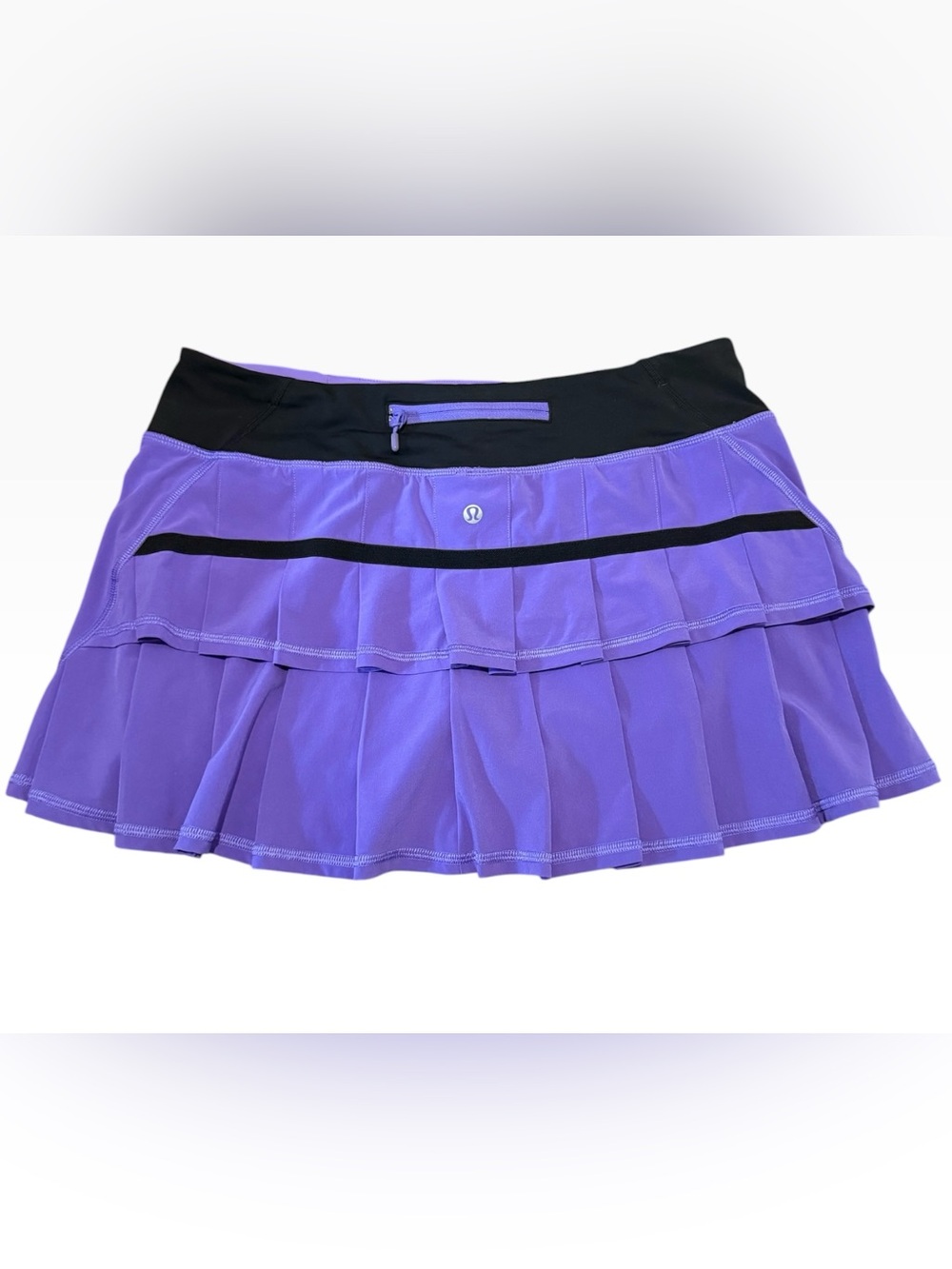 Lululemon Pace Setter Skirt Size 8 Power Purple Black Pleated Running Skirt